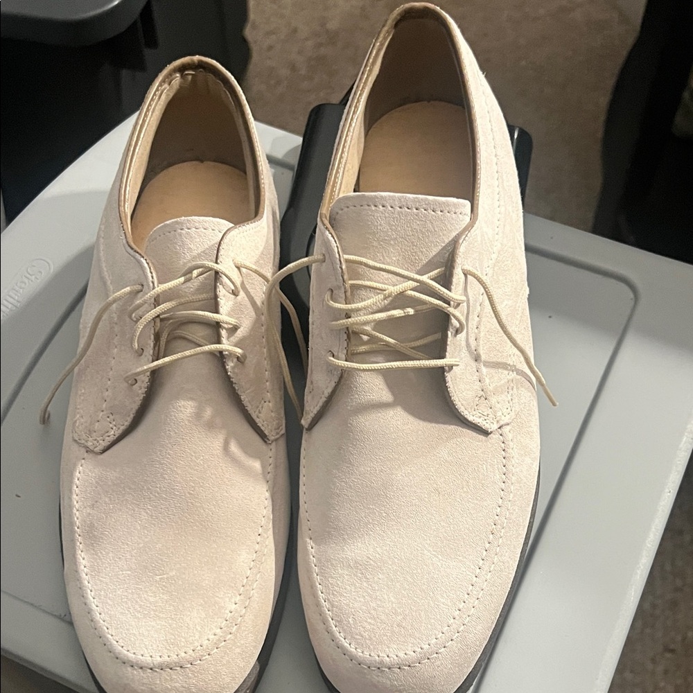 Men's suede Cream Lace-Up Shoes